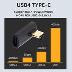 chenyang USB C Connector USB4 Type C 240W Power 40Gbps Data 8K Video Extension Connector Adapter Low Profile Right Angled
