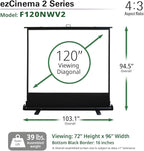 Elite Screens ezCinema 2, 120-inch 4:3 Aspect Ratio Portable Manual Floor Pull Up with Scissor Backed Projector Projection Screen Office Classroom Church Home Theater + Carrying Bag, F120NWV2