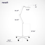 Neatfi (New Model) Bifocals 1,200 Lumens LED Magnifying Floor Lamp with Rolling Base, 5 Diopter with 20 Diopter, Dimmable, Adjustable Arm (5 Inches, White)