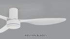 SMAAIR 52 Inch Ceiling Fan No Light with Remote, Flush Mount Modern Ceiling Fan without Lights, Quiet DC Motor, 10 Speed Adjustable, Indoor 3 Blade Ceiling Fan for Indoor Bedroom Living Room, White