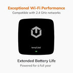 tempCube WiFi Temperature & Humidity Sensor | Connects 2.4 GHz – Real-Time 24/7 Monitoring | No Subscription | Data Logger | Unlimited Text/Email Alerts | Ideal for Freezer, Medical & Food Storage
