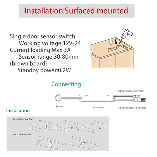 VST Motion Sensor Light Switch, IR Sensor Switch Door Activated Light Switch for Closet Light LED Lights and Under Cabinet Lighting (DC 12/24V 3A)