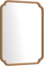 Wood Bathroom Mirror for Over Sink, 30" x 40" Modern Rounded Corner Rectangle Wall Mirror for Bathroom Vanity Decorative with Rustic Wooden Framed (Horizontal/Vertical)