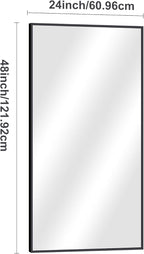 Black Bathroom Mirror for Wall, 24x48 Inch Rectangle Mirrors with Metal Frame, Modern Vanity Wall Mirror Decor for Entryway Hangs, Bathroom Living Room Horizontal or Vertical
