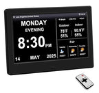 FEYBYLA 2025 New Digital Clock with Temperature/Humidity & Weather Forecast, Auto Time Sync Large Display, Custom Alarms & Medication Reminders, Ideal for Elderly(Black, 7-Inch)