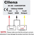 Cllena DC 24V Step Down to 13.8V 120A 1656W Converter Voltage Regulator, Waterproof DC/DC Voltage Reducer Buck Transformer Power Supply for Golf Cart