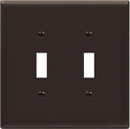 ENERLITES Toggle Light Switch Wall Plate, Gloss Finish, Midway Size 2-Gang 4.88" x 4.92", Unbreakable Polycarbonate Thermoplastic, UL Listed, 8812M-BR, Brown