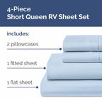 RV Short Queen Sheet Set 60 X 75 - 4 Piece RV Short Queen Bed Sheets - Soft, Breathable and Cooling - Designed for Bunks, Trailers & Campers - Fits 8” to 12" Mattress - Hotel Luxury Bedding - Sky Blue