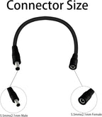 5.5mm x 2.1mm 1FT DC Power Extension Cable Male to Female 12V/24V 14AWG DC Connection Cable for CCTV Surveillance Camera Amplifiers LED Strip Lights Solar Panels Energy Storage Power Supply 2 pcs