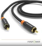 FosPower Digital Audio Coaxial Cable [24K Gold Plated Connectors] Premium S/PDIF RCA Male to RCA Male for Home Theater, HDTV, Subwoofer, Hi-Fi Systems - 3ft/2Pack