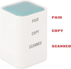 3-in-1 Office Copy/Scanned/Paid Stamps for Business, Pre Inked & Self Inking Rubber Company Stamp in Hand with Red Ink for Efficient Document Bookkeeping, Ordering, Accounting, Work Management