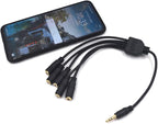 Kework 12 Inch 1/8” 3.5mm TRS Splitter Audio Cable, 1 Male to 5 Female 3.5mm Plug Extender Headphone Cable, 3.5mm 3 Pole Stereo Jack Extension Adapter Headset Aux Cord