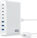 USB C Charger 415W USB C Charger Block, 8-Ports GaN IV Fast Charging Station Hub, Dual PD 100W Laptop Charger Adapter,for MacBook Pro/Air/iPad/iPhone16/15/14/Apple Watch/DELL/Samsung for Home Office