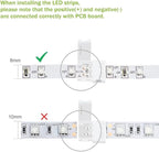 LightingWill 10pcs Pack Strip to Strip Unwired Gapless Solderless Snap Down 2Pin Conductor LED Strip Connector for 8mm Wide 3528 2835 Single Color Flex LED Strips