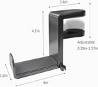 STEARBOR Headphone Hook，Under Desk Headphone Holder，PC Gaming Headset Holder，with 360 Degree Swivel & Cable Clip Organizer (Black)