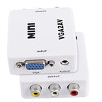 XMSJSIY VGA to AV RCA Composite Converter Adapter Box with USB Power Cable HD 1080P Audio Video Converter PC to TV Set Top Box