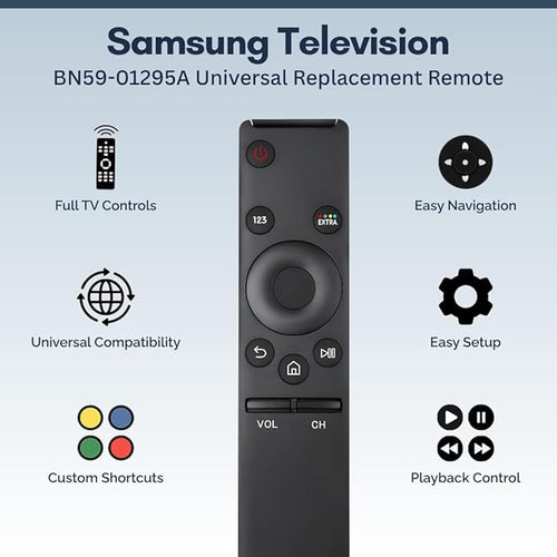 2 Pack BN59-01295A Samsung TV Remote Control Replacement for Smart TV - Easy Setup, Durable Design, Universal Infrared Remote - Works with Samsung Smart, QLED, UHD, 4K, Curved, LED, LCD, & HDTV Models