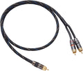 JORZOR Audiophile RCA to 2RCA Subwoofer Cable - 2M (6.6FT) Oxygen-Free Copper, Nylon Braided Jacket RCA Y-Adapter