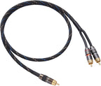 JORZOR Audiophile RCA to 2RCA Subwoofer Cable - 2M (6.6FT) Oxygen-Free Copper, Nylon Braided Jacket RCA Y-Adapter