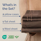 Full XL Bed Sheet Set - 4 Piece Extra Long Extended Full XL Sheets - Ultra-Soft, Breathable & Cooling - Fits 8” to 16" Mattress w/ Deep Pockets - 54" x 80" - Easy-Fit, Wrinkle & Fade Resistant - Brown