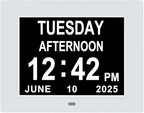 Jaihonda Dementia Clocks for Seniors Large Display Digital Clock with Date and Day of Week for Elderly 8 Alarm Options Digital Clocks with Large Number-7 Inch White