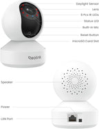 REOLINK Smart 4K UHD Pan & Tilt Dual-Band Wi-Fi 6 Indoor Security Camera with 3X Optical Zoom, Auto-Tracking, People/Pet Detection, Crying Sound Detection, Privacy Mode, and Bluetooth Setup, E1 Zoom