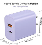 iPhone 16/15 Charger, USB C [3 Pack] Dual Port QC + PD Wall Charger Block With USB A Quick Charging Brick Plug for Apple iPhone 16/16 Pro Max/16 Plus/15/14/13/12/11/X/iPad - Purple