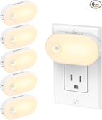 Lyridz Plug in Night Light with Motion Sensor, Smart Warm White LED Nightlights with 1-120LM Stepless Adjustable Brightness for Bathroom, Bedroom, Kitchen, Stairs, Hallway, 6 Pack