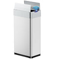 TLSUNNY 16 Gallon Automatic Trash Can, Stainless Steel Motion Sensor Garbage bin, Smart Trash Can W/Butterfly Lid, Bag Retainer Ring and Display Light for Living Room,Kitchen,Office (Silver, 60L)