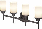 AONEON Bathroom Light Fixtures 4-Light Bathrom Vanity Lightings with White Frosted Glass Shade, Oil Rubbed Bronze Wall Lamps Over Mirror T001ORB-L4