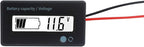 12V 24V 36V 48V Battery Meter, Voltage Indicator, Lead-Acid & Lithium Ion Battery Monitor, for Motorcycle Car Truck Vehicle Marine Boat Golf Cart Club Car - White