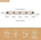 WINSHEN 5-Lights Brushed Nickel Bathroom Wall Light with Clear Glass Shade, E26 Bulb Base Vanity Lighting Fixtures Over Mirror for Kitchen Cabinet Bedroom