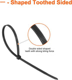 Symretie Assorted Zip Ties (400 Pack) - 6+8+12+14 Inch Double Sided Toothed, 100 LBS Tensile Strength. Heavy Duty Self-Locking Adjustable Nylon Cable Ties, More Durable for Indoor & Outdoor Use.