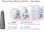 NOVAATOZ HydroAdvance Cordless Water Flosser for Teeth & Gums | Rechargeable Portable Oral Irrigator for Braces & Travel | Pulse Cleaning with 2 Flossing Tips | Waterproof Dental Care Device (Gray)