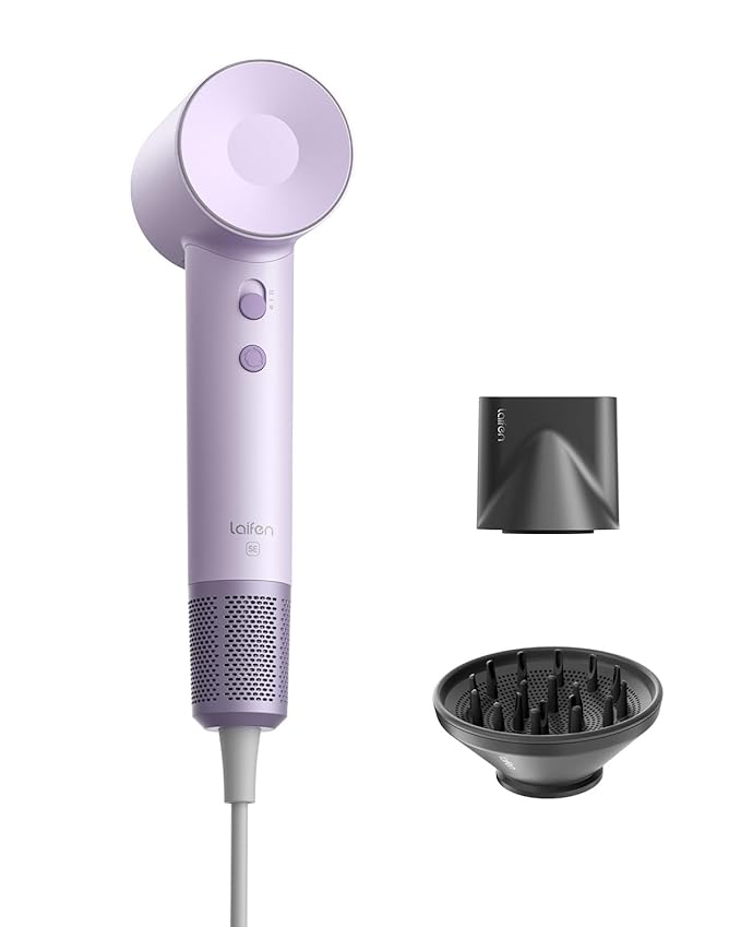 Laifen Hair Dryer SE, 200 Million Negative Ionic Blow Dryer with 105,000 RPM Brushless Motor 1400W Powerful Fast Drying High-Speed Low Noise Hairdryer with Magnetic Attachments