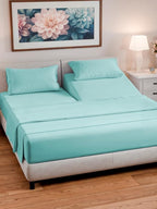 Split Head King Sheet Set – 4 Piece Flex Split Top King Sheets for Adjustable Beds - Fits 14” to 16" Mattress w/ Deep Pockets - Soft, Breathable & Cooling - Luxury Bedding and Wrinkle Free - Spa Blue