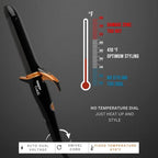 TAIFF Curves Professional Black Titanium Curling Iron – High-Performance Hair Curler & Rizadora para Cabello with Dual Voltage | Fixed Temperature 410°F | 1 1/4”