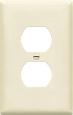 ENERLITES Duplex Receptacle Outlet Wall Plate, Midway Size 1-Gang 4.88" x 3.11", Unbreakable Polycarbonate Thermoplastic, 8821M-LA, Light Almond