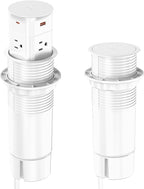 Pop Up Outlet for Countertop,Recessed Power Strip,Power Grommet 3.15 inch Desk Hole Insert,20W USB C,2 Outlets,2 USB C/2 USB A, Table Outlet,Desk Charging Station (White, 3FT)