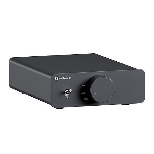 Fosi Audio Q6 Mini Desktop DAC, USB C Digital to Analog Audio Converter for Home Stereo Amplifier and Headphone Amp, Optical/Coaxial Input, RCA Output/Sub-Out, High-Resolution 32bit/768kHz DSD512