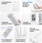 usmile C10 Portable Water Flosser – Travel-Friendly, 95-Day Battery, 4 Modes, 360° Nozzle, 180ml Tank, IPX7 Waterproof, Dentist-Recommended for Braces, Implants & Sensitive Gums (White)