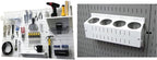 Wall Control 4 ft. Metal Pegboard Organizer - Standard Tool Storage Kit & Spray Can Holder Bracket for Pegboard & Slotted Tool Board - White