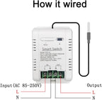 WiFi Temperature Controller Sensor Module Wireless Remote Control with Energy Consumption Monitoring, for Greenhouse, Homebrew, Climbing Pet Breeding, Incubator, Alexa Voice