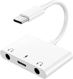 INVERSE NET Headphone Adapter for iPad, Headphone Splitter for 2 Headphones,3 in 1 USB C to 3.5mm Jack Audio Adapter with 60W Fast Charging Compatible with S24/23 Ultra.