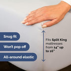 Split Head King Sheet Set – 4 Piece Flex Split Top King Sheets for Adjustable Beds - Fits 14” to 16" Mattress w/ Deep Pockets - Soft, Breathable & Cooling - Luxury Bedding & Wrinkle Free - French Grey