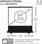 Elite Screens ezCinema 2, Portable Manual Floor Pull Up Scissor Backed Projector Screen, 84-Inch, Home Theater Movie Office Classroom Projection Carrying Bag, US Based Company 2-YEAR WARRANTY, F84XWV2