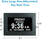 ybest 7 Inch Extra Large Day Date Time Digital Day Calendar Clock with Auto-Dimming 12 Alarm Reminders Dementia Clocks for Senior Elderly impaired Vision Memory Loss