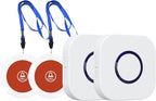 Wireless Caregiver Pager Dual Receiver Home Alert System with Emergency Call Bell SOS Buzzer Buttons for Elderly Parents 1000+ Feet Range 38 Melodies AB Buttons No Monthly Fee 2RX+2TX White