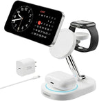Fast Charging Station for iPhone 16/16 Pro/16 Pro Max, Wireless Charger Station for MagSafe iPhones, 3 in 1 Magnetic Charger Stand for iPhone 16/15/14/13/12 Series, Apple Watch & AirPods.(White)