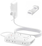 10FT Extension Cord with Outlet Cover & Multi USB, Ultra Thin Outlet Concealer with Cord & 12AC Outlet 6 USB (24W/4.8A), Charging Station for Multiple Devices, for Behind Wall Furniture Couch TV